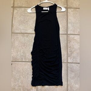 Buckle Black Ruched Midi Dress